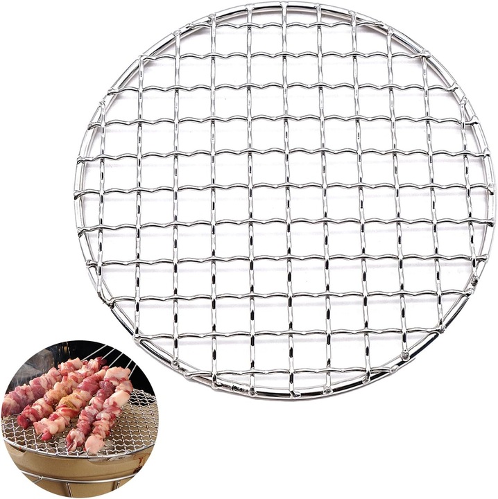 Gratar rotund din otel inoxidabil - Diametru: 15 cm - Pentru utilizare in interior si exterior - Ideal pentru camping, picnicuri, coacerea prajiturilor si a painii