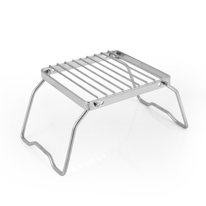 Gratar pliabil pentru gratar, mini gratar de tabara din otel inoxidabil (inox) cu geanta de depozitare pentru gratar in aer liber, camping, picnic