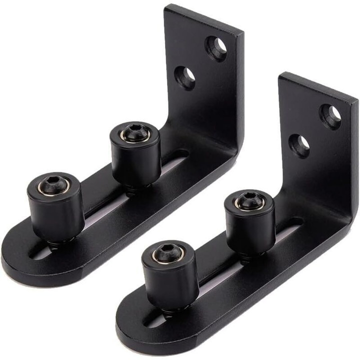 Ghidaj podea culisant, otel carbon, negru, reglabil, 3 inch, dublu role