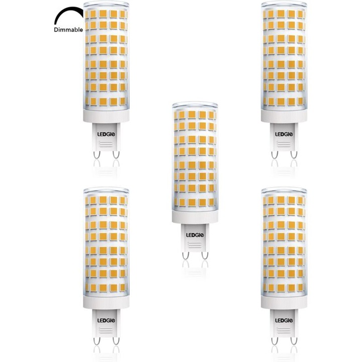 LED крушка G9 10W димируема, топла бяла светлина, комплект 5 бр., 230V