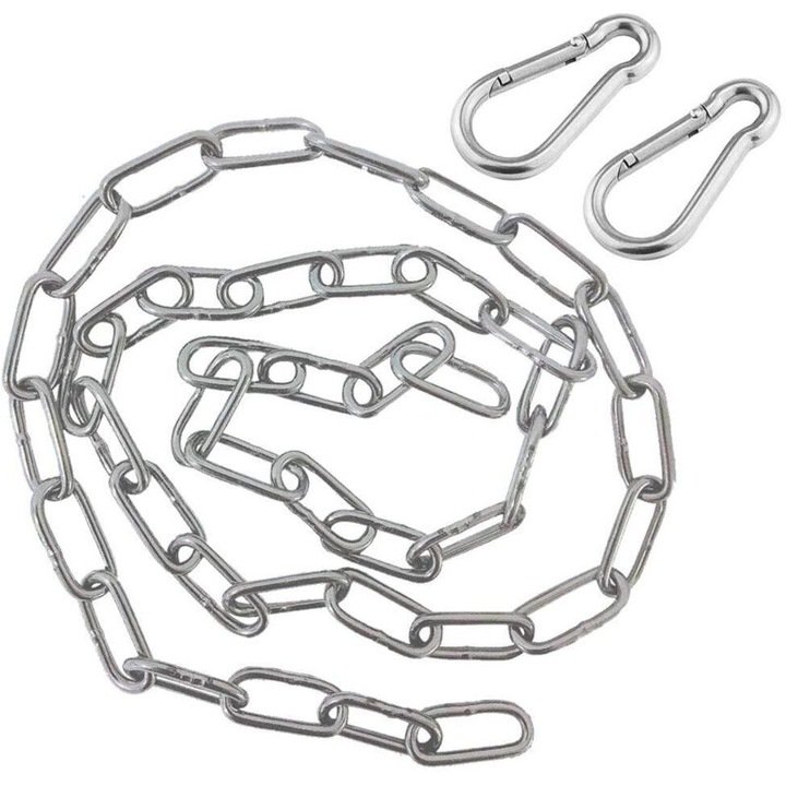 Lant suspendare 1m otel inoxidabil 3mm cu doua carabiniere