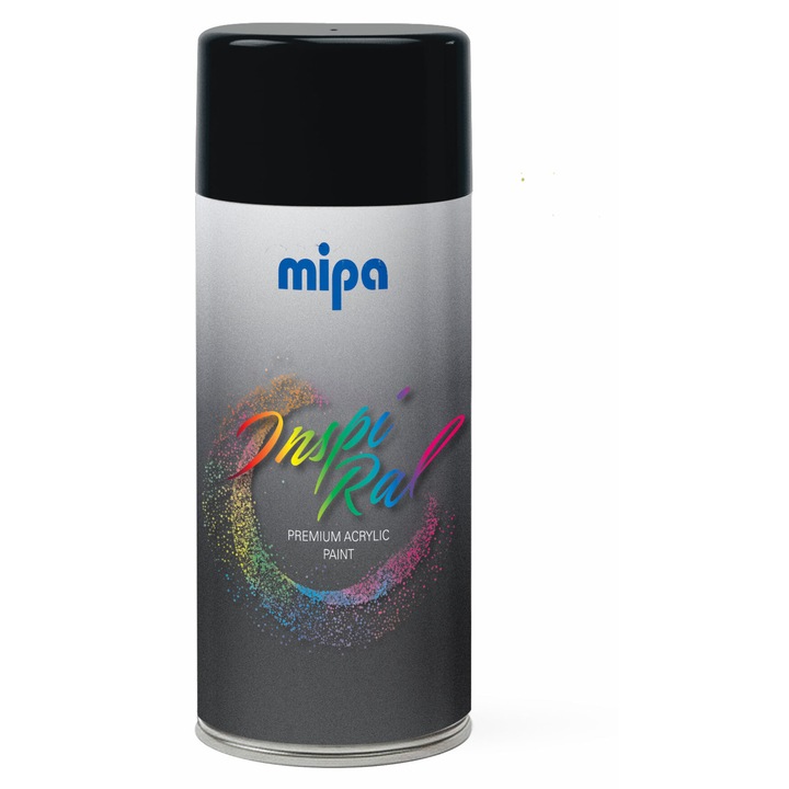 Spray vopsea premium Negru Lucios, RAL 9005 – Mipa Inspiral, 400ml