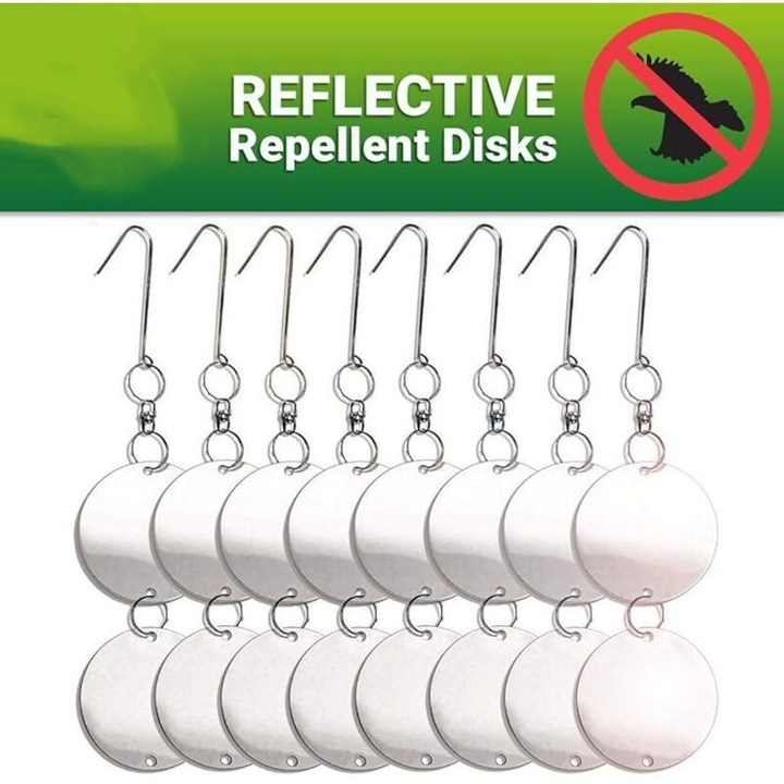 Discuri repelente porumbei, set 8 buc, inox, 20cm, rezistente