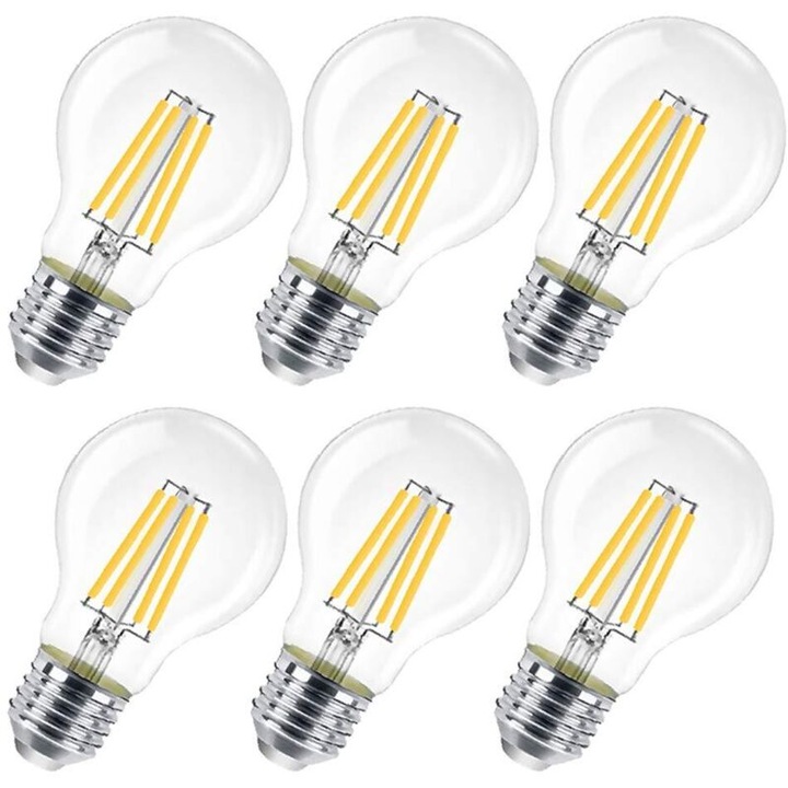 6 db LED izzó készlet E27 8W 3000K meleg fehér A60 60x102mm