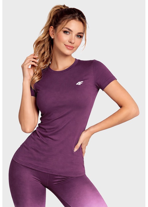 Tricou Dama, 4F, TTSHF2771, Bumbac Calitate Superioara, Material Moale Si Elastic, Croiala Slim Fit, Subliniaza Silueta, Design Clasic Confortabil, Ideal Pentru Sport, Stil Casual Sau Scoala, Material Respirabil, Burgund, Violet