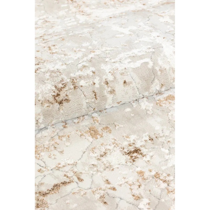 Covor living modern Bej Inchis/Crem 53281A, 250 x 350 cm, fir 9mm, material suport iuta, material polipropilena si poliester