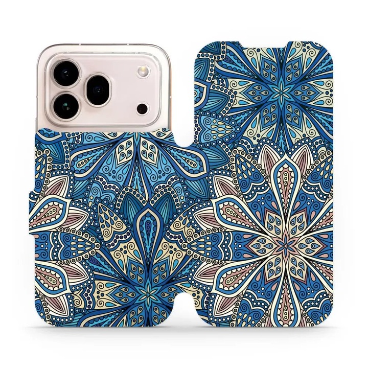Husa flip Mobiwear Honor 600 Pro, subtire, albastru mandala
