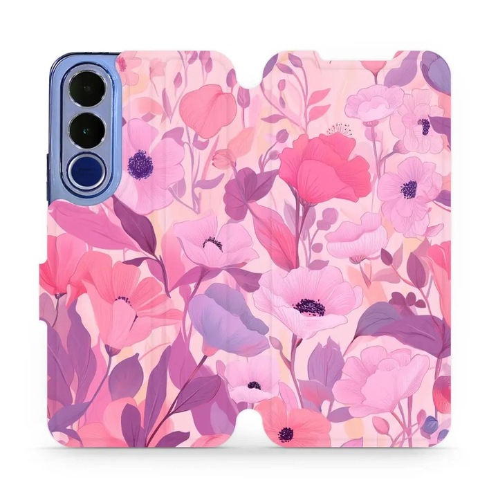 Husa flip Mobiwear Vivo V70 FE, subtire, roz, 15x7cm