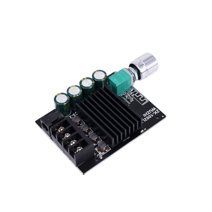 Sztereó audio erősítő modul, Bluetooth 5.0, 100W x 2, DC 12 - 24V, ZK-1002L