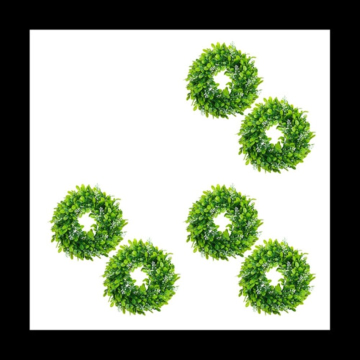 Set 2 coronite artificiale din frunze de buxus, verde, 30cm