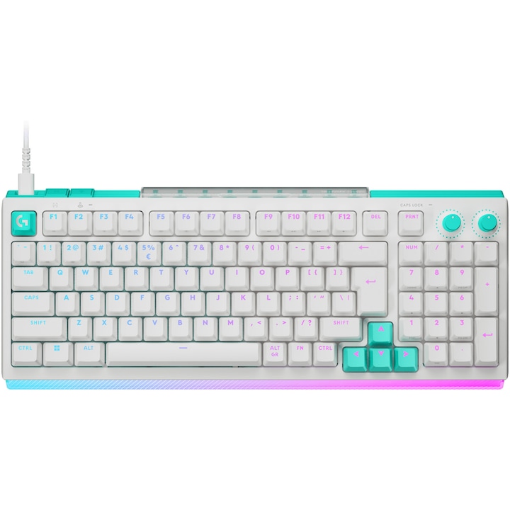 Клавиатура Gaming Logitech G512 X 98, DUAL SWAP (Аналогова и Механична), LIGHTSYNC RGB, Тактилна, Кабел USB-C към USB-A, Бял