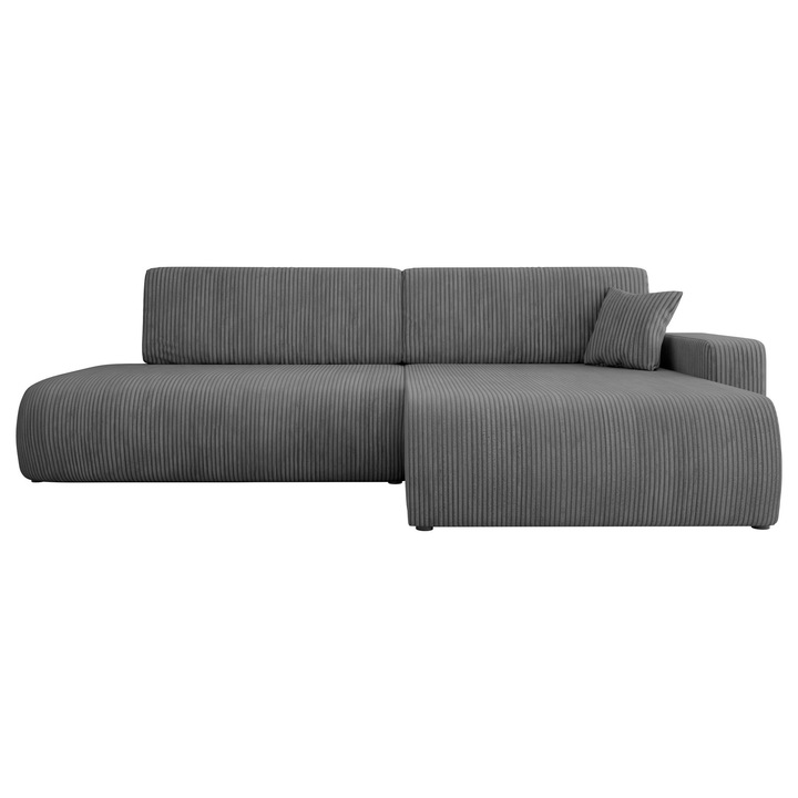 Coltar cu functie de dormit Easton O Reiat Dreapta, MIRJAN 24, gri inchis, 145x262x82 cm