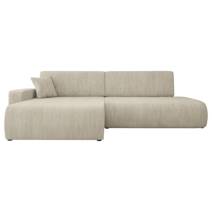 Coltar cu functie de dormit Easton O Reiat Stanga, MIRJAN 24, crema, 145x262x82 cm