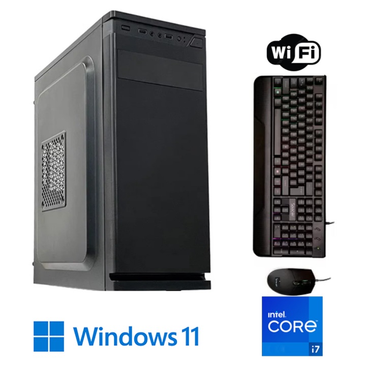 Sistem PC Office Win 11 ready Intel I7-4770 3, 2 Ghz, 8 GB RAM DDR, SSD 120Gb, VGA HDMI, Wi-fi ready, Tastatura, Mouse