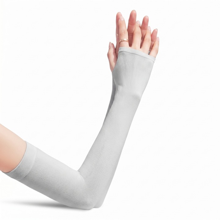 Ръкави за охлаждане Eclatiana®, UV UPF 50+ слънцезащитни ръкави за жени и мъже, премиум 32g ледена коприна, колоездачни ръкави против слънце, прав сив тубус