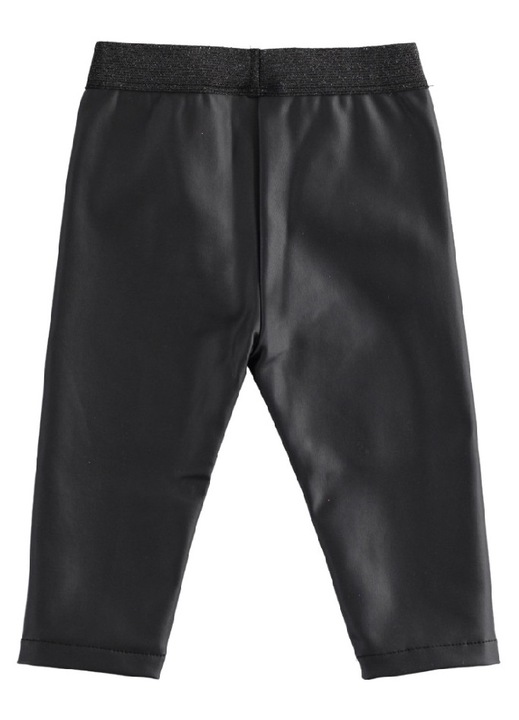 IDO Lány Leggings, Öko-bőrből, Lurex Gumis Derékpánttal, Fekete, 116 CM