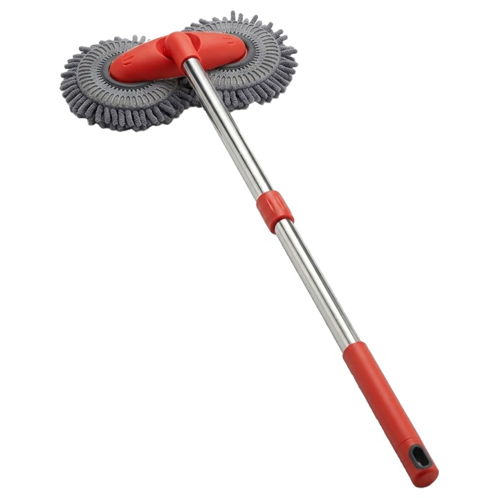 NEXTLY kihúzható autómosó felmosó, 2 forgó fej, állítható hosszúság 63-112cm, nedvszívó mikroszálas anyag, szürke-narancssárga