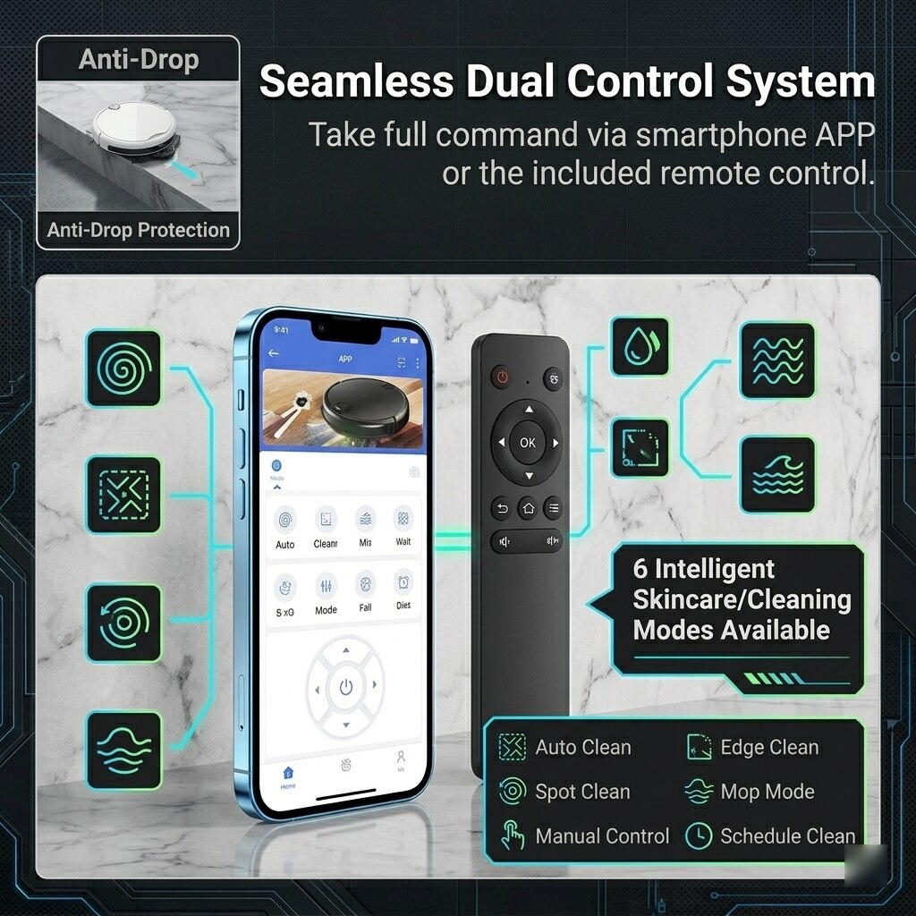 Aspirator robot, PeiTou®, controlabil prin aplicatie si telecomanda, putere de aspirare de 2800Pa, incarcare USB, cu design de evitare a obstacolelor si anti-cadere, potrivit pentru diverse scenarii