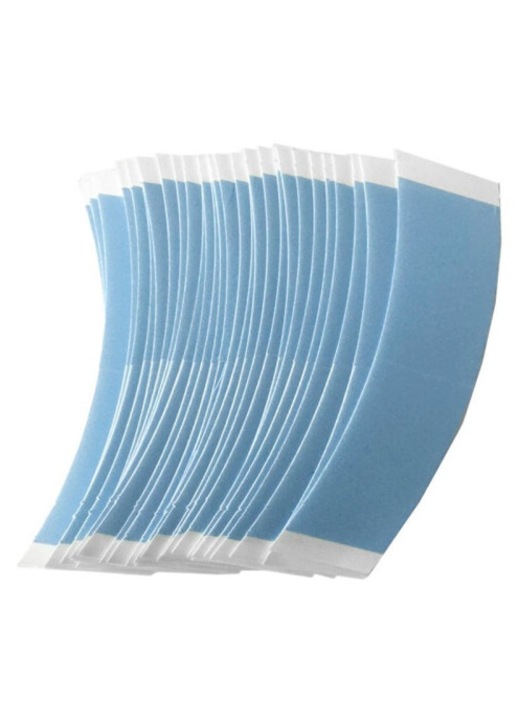Banda dublu adeziva pentru peruci, 36 bucati, rezistenta la apa, 9x2.2cm, culoare deschisa