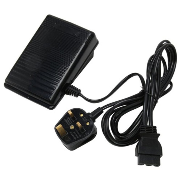Pedala control viteza picior pentru masina de cusut, negru, 220V, UK plug, plastic-metal, antiderapant