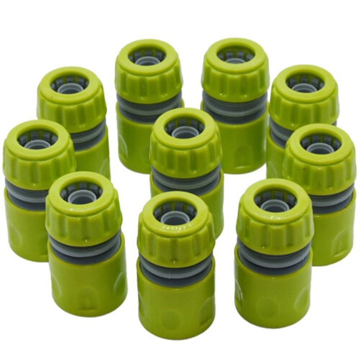 Conector furtun gradina 1/2 inch verde set 10 buc
