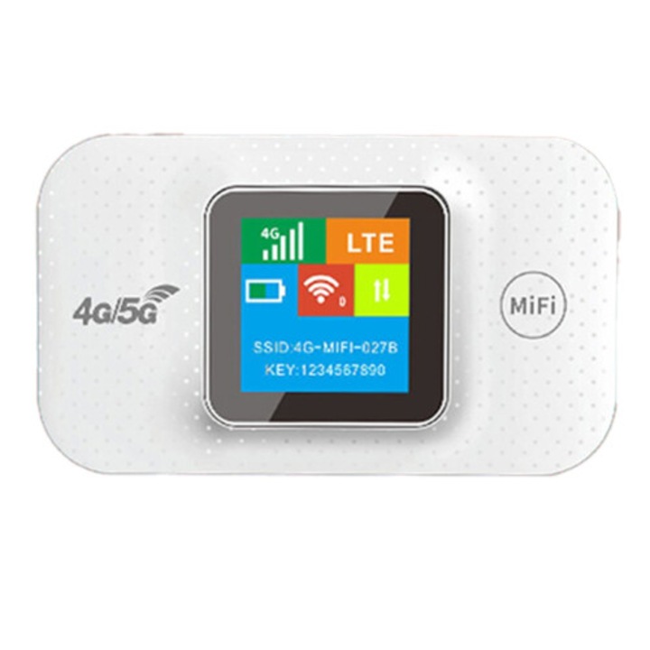 Router wireless portabil 4G LTE, 3000mAh, alb, 9.8x5.9x1.8cm