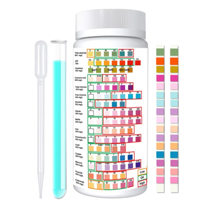 Kit testare apa 16 in 1, 50 benzi, multicolor, 50x1cm