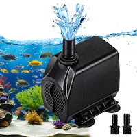 Pompa de apa silentioasa pentru acvariu, AFKSMILE, 3m lift mare, 2 duze, 3000 L/H, 65W, Debit de apa reglabil, Pentru rezervor de pesti, iaz, acvariu, ABS, 10.8x9.2x6.5cm, Negru
