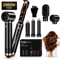 Uscator de Par 5 in 1 Multifunctional FadeBlade® StyleFusion, 2000W, Feon, Ondulator, Perie, Pentru Coafat, Indreptare Par, Brushless, 3 Trepte Temperatura, Manusa Inclusa, Negru