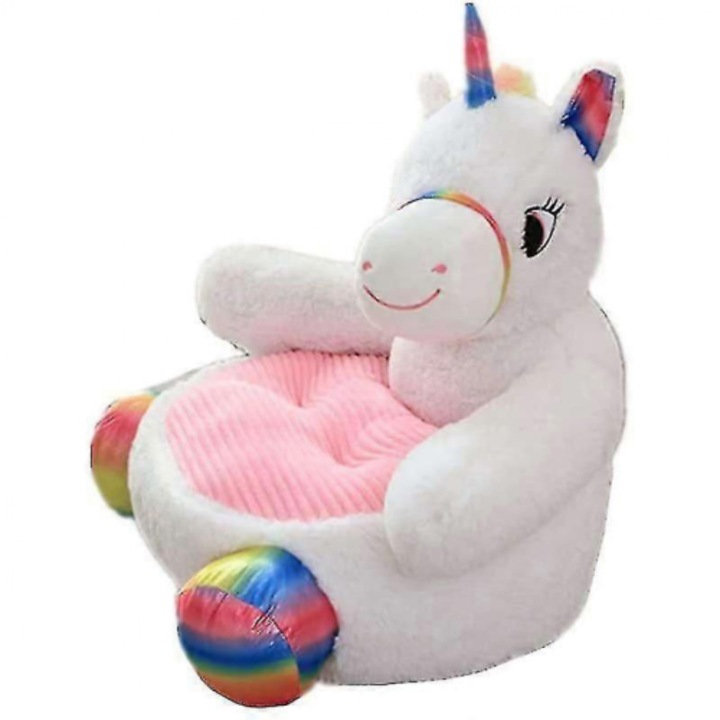 Fotoliu copii plus animal curcubeu unicorn moale 50x50x45cm
