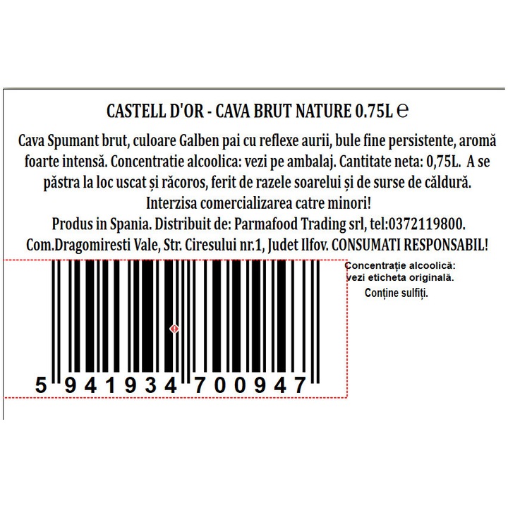 Cava Castell D'OR, Brut Nature, 0.75l