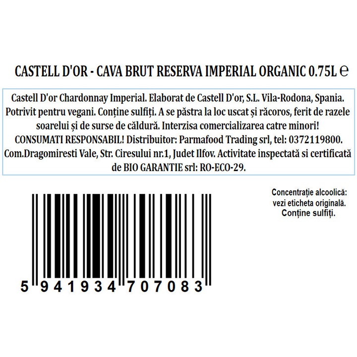 Cava Castell D'OR, Reserva Imperial Brut Organic, 0.75l