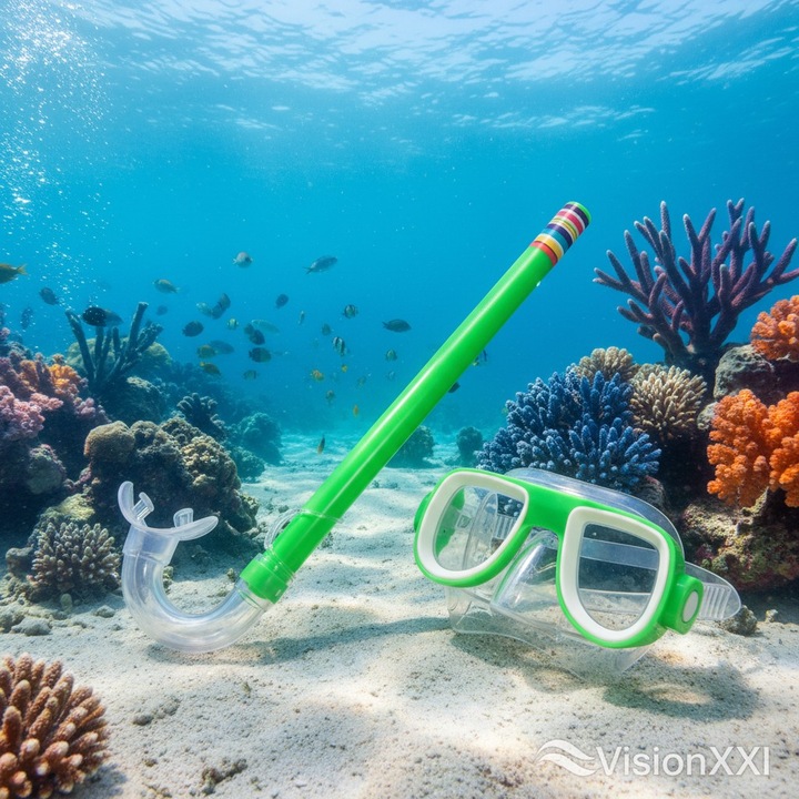 Úszómaszk és Snorkel szett gyerekeknek, búvár- és medencefelszerelés, zöld