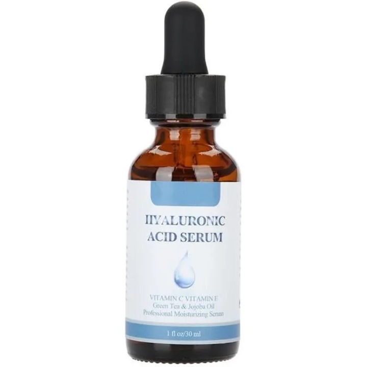 Ser facial hidratant cu vitamina C si acid hialuronic 30ml, verde, 10.5x3cm