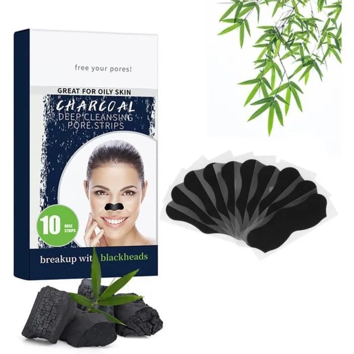 Set 10 plasturi pentru puncte negre, negru, fata si nas
