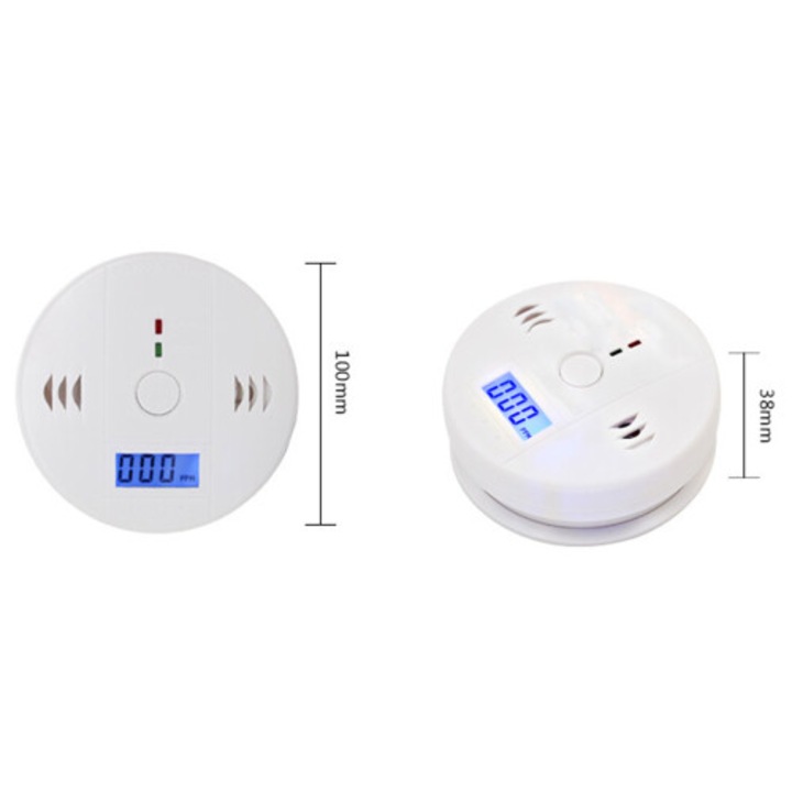 Detector monoxid de carbon, alarma 85dB, alb