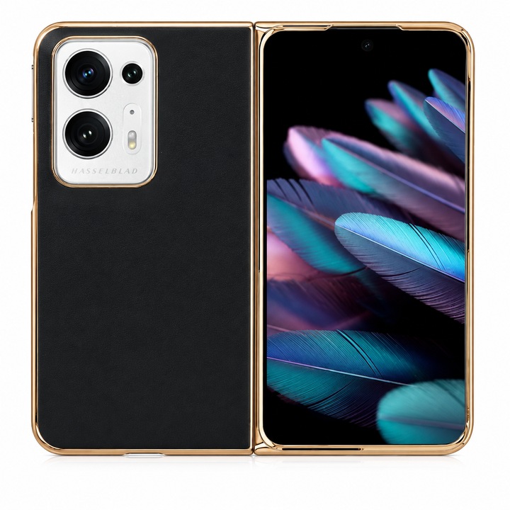 Husa Glamour Elegance, pentru OPPO FIND N2 FOLD, Negru-Auriu