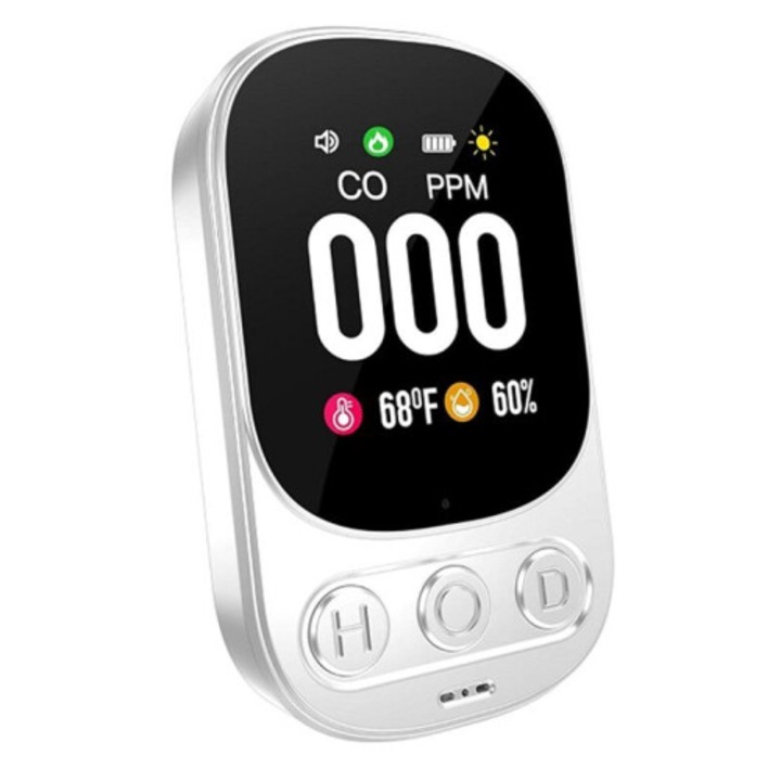 Detector monoxid carbon 3 in 1 temperatura umiditate interior, multicolor, dimensiuni variabile