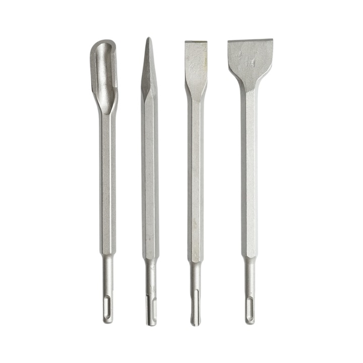 Set 4 dalti beton SDS Plus 14x250mm lata, plata, ascutita si canal Breckner Germany