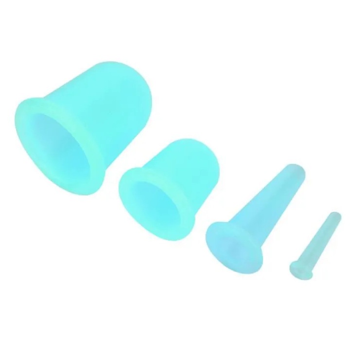 Set 4 ventuze pentru masaj facial, lifting, fermitate, albastru