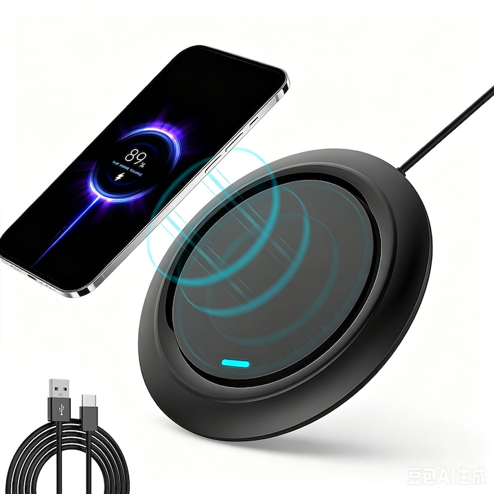Incarcator Magnetic Wireless, Yulinland, Tehnologie Qi, Fast-Charging 15W, Universal, Ultraslim, USB-C, ABS, Negru