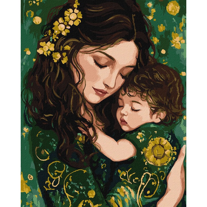 Set pictura pe numere, cu sasiu, Imbratisare dulce - culori metalizate, 40x50 cm