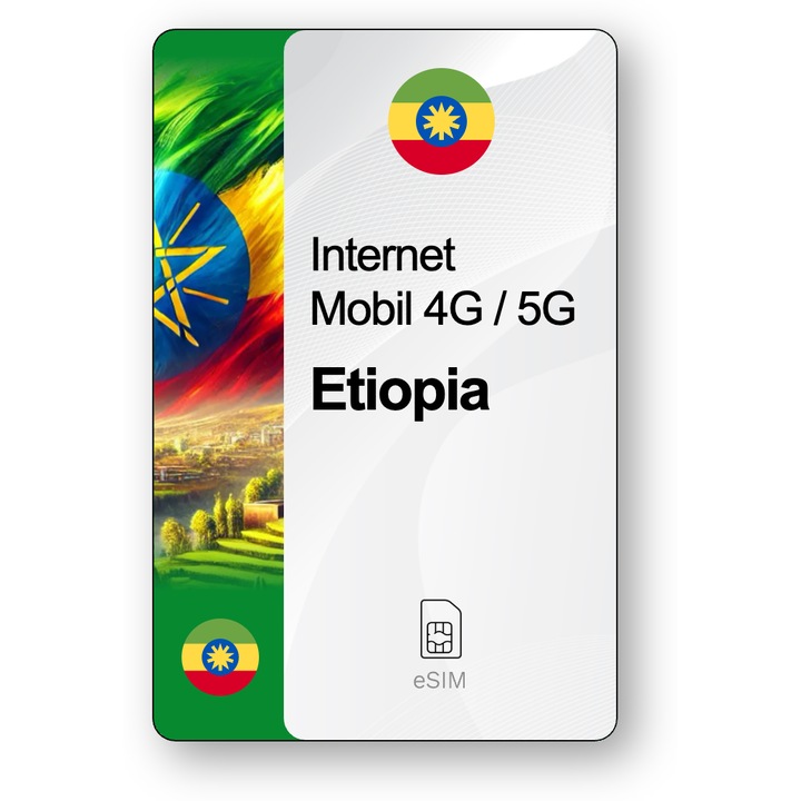 ESIM Internet Etiopia, valabil 7 zile, trafic 30 GB