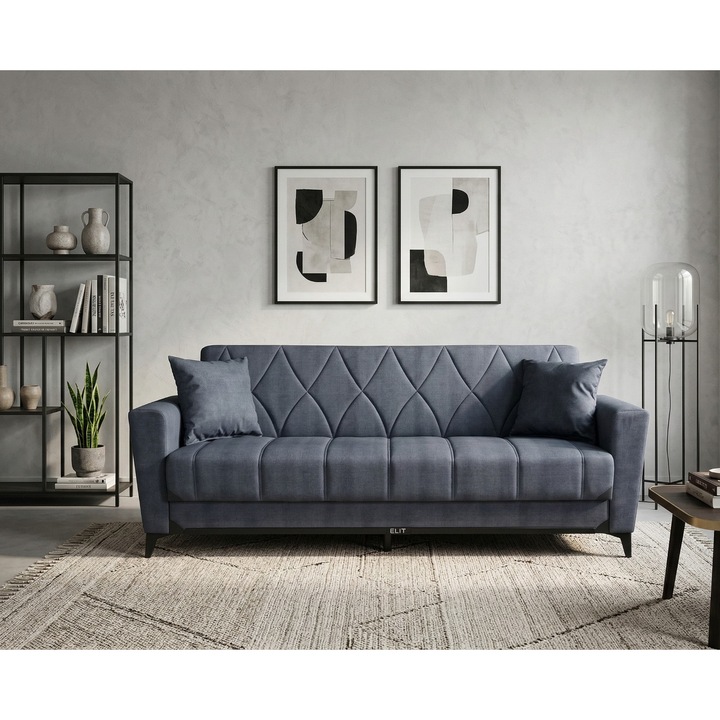 Canapea extensibila Velmora Home ELIT, Emir Gri Inchis, 210 x 80 x 80 cm