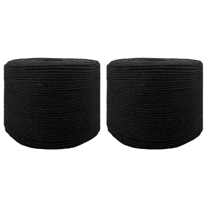 VidaXL Kötél 2 pcs Fekete Pamut 42011793