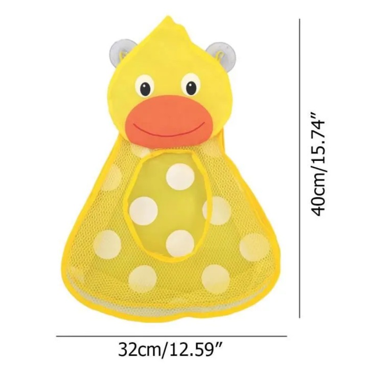 Sac depozitare jucarii baie, poliester, galben, 30x25cm