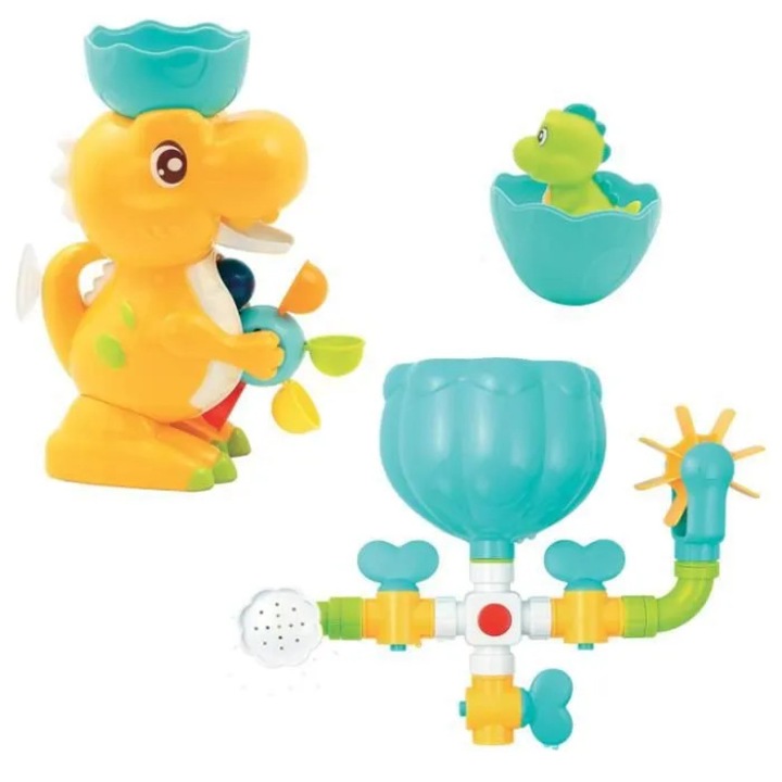 Fürdőjáték szett, 9 darabos, dinoszaurusz, többszínű