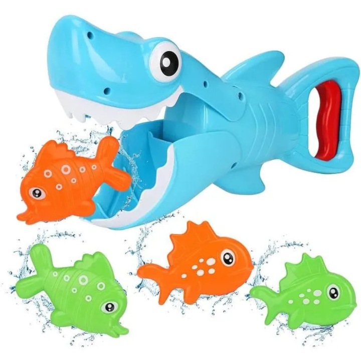 Fürdőjáték szett 5 darabos cápa és halak kék nem mérgező
