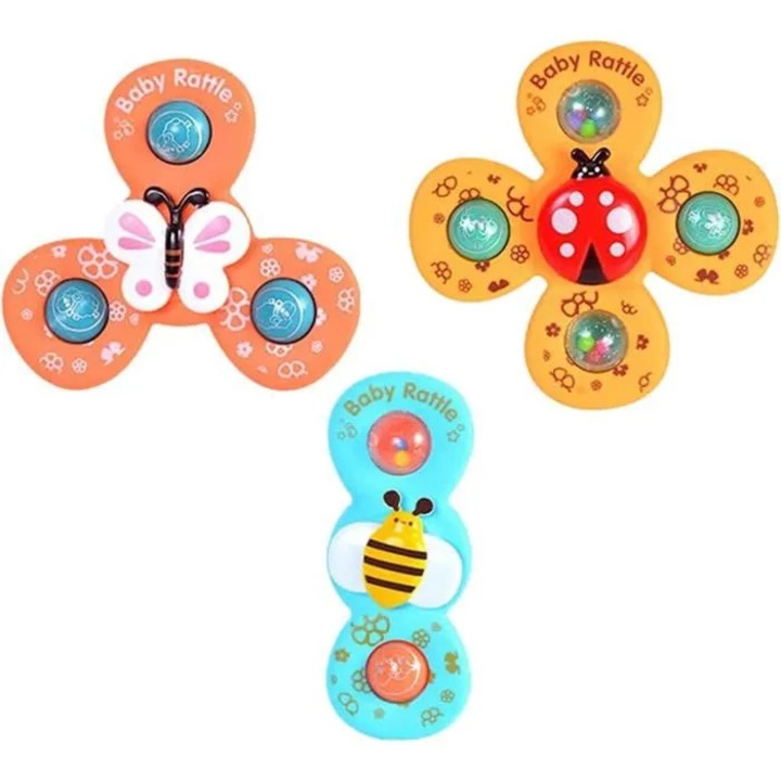 Jucarie de baie set 3 piese, ABS, ventuza, rotativ, unisex, pentru bebelusi 24 luni+