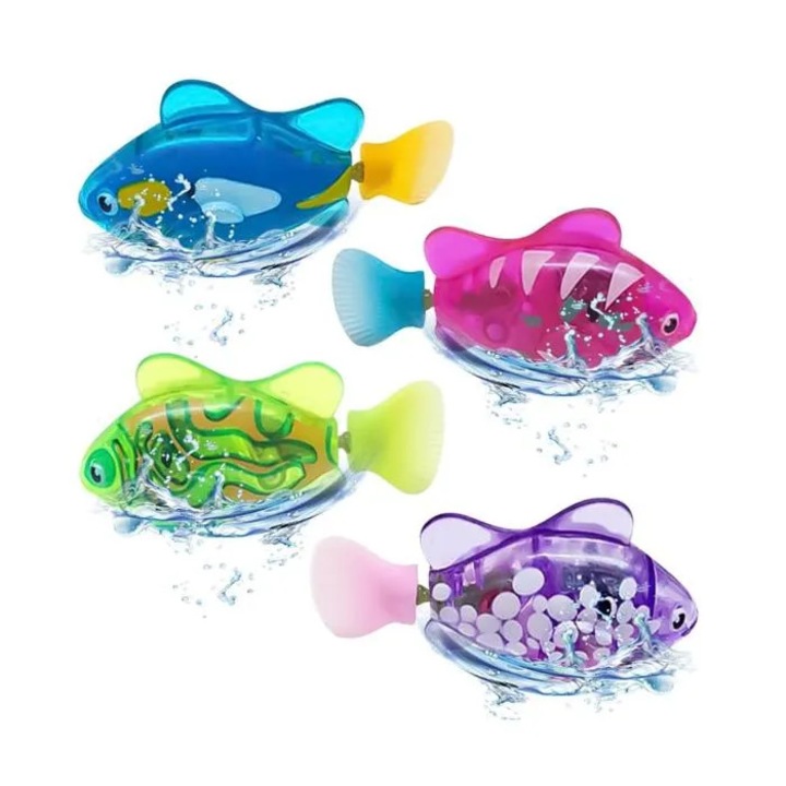 Set 4 piese pesti robotici pentru baie, plastic, multicolor, 0-3 ani